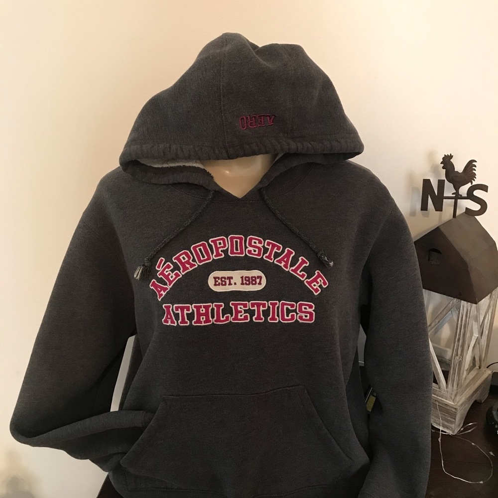 Vintage Aeropostale Hoodie Grey junior Size Large